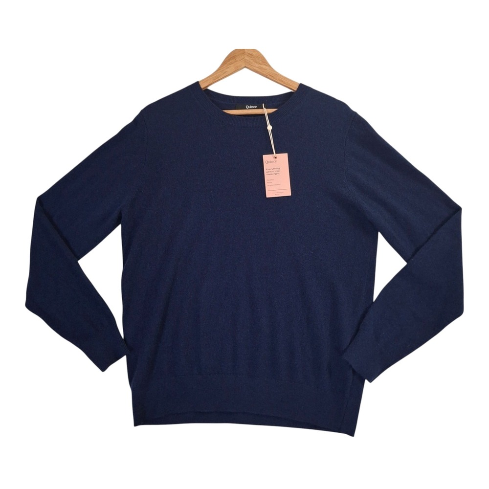 Quince 100% Cashmere Crewneck Sweater Women's XL Navy Blue NWT